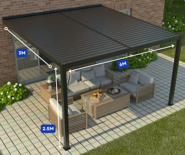 Wall Mounted Motorised Louvered Pergola (6m x 3m) - Image 2